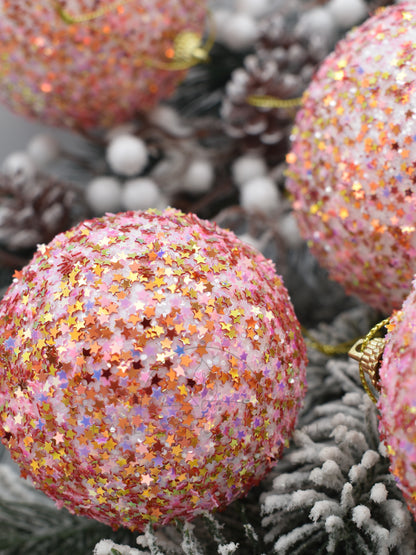 Roze glitter foam kerstballen