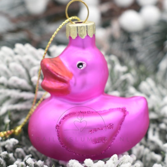 Roze badeend kerstornament