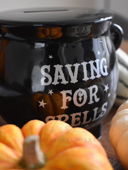 Zwarte heksenketel spaarpot  |  Saving for Spells | Magische decoratie