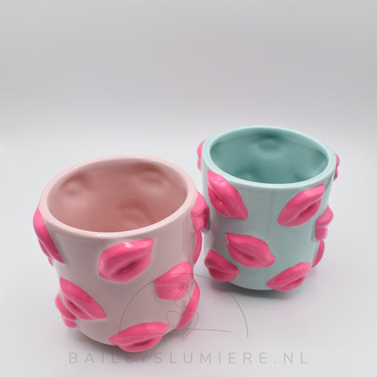 Keramieken planten pot met lippen