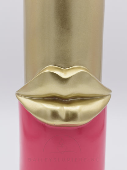 Lipstick vaas met gouden lippen