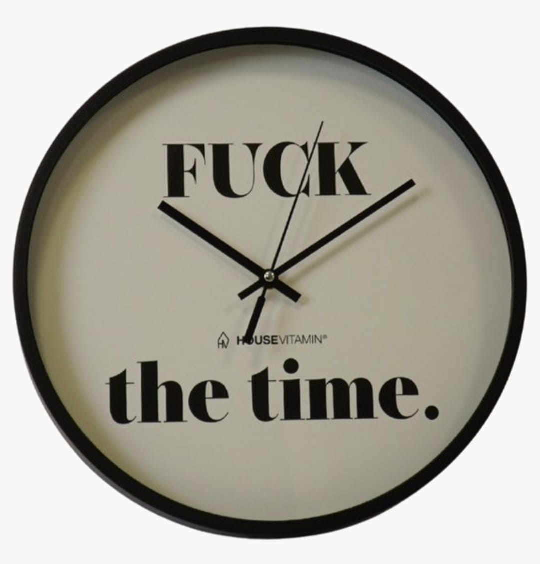 Klok - Wandklok - 'FUCK the time' - Zwart/Wit